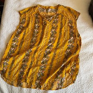 Yellow floral old navy blouse shirt XXL